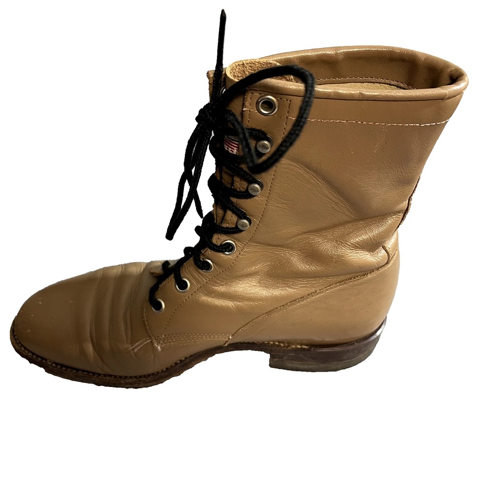 Women's JUSTIN Lace Up Roper Boots Tan Leather Size 7 - Picture 4 of 6